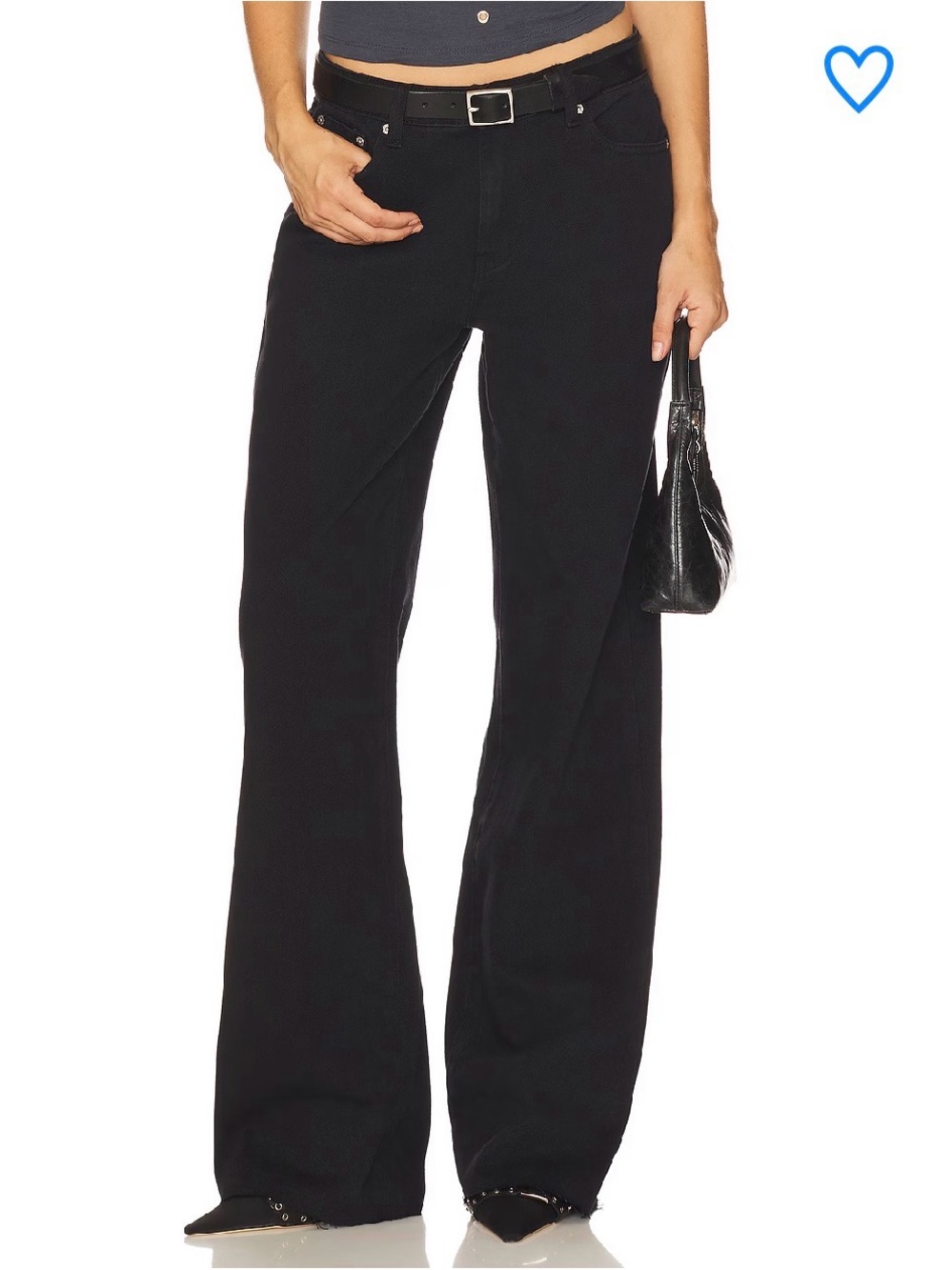 SUPERDOWN bopha jean Women’s High-Rise Black Wide-Leg Jeans WASHED BLACK 28